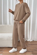 Load image into Gallery viewer, Perfee Round Neck Long Sleeve Top and Pants Set