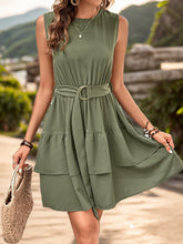 Load image into Gallery viewer, Layered Round Neck Sleeveless Mini Dress