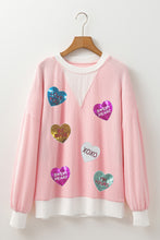 Load image into Gallery viewer, Valentine’s Day Sequin Heart Long Sleeve Sweatshirt