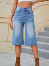 Load image into Gallery viewer, High Waist Denim Shorts with Pockets