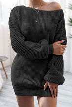 Load image into Gallery viewer, Boat Neck Long Sleeve Mini Sweater Dress