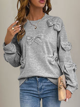 Load image into Gallery viewer, Perfee Bow Round Neck Long Sleeve Sweatshirt