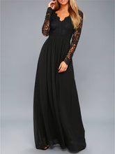 Load image into Gallery viewer, Lace Detail Backless Long Sleeve Maxi Dress