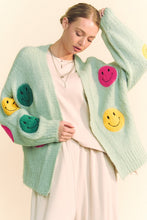 Load image into Gallery viewer, Davi &amp; Dani Fuzzy Smile Open Front Long Sleeve Cardigan