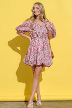 Load image into Gallery viewer, And The Why Full Size Floral Surplice Puff Sleeve Dress