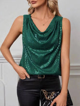 Load image into Gallery viewer, Sequin Cowl Neck Tank