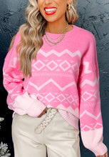 Load image into Gallery viewer, Geometric Drop Shoulder Long Sleeve Sweater