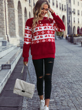 Load image into Gallery viewer, Christmas Element Round Neck Long Sleeve Sweatshirt