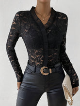 Load image into Gallery viewer, Ruffled V-Neck Long Sleeve Lace Top