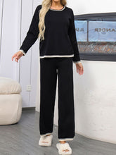 Load image into Gallery viewer, Contrast Trim Round Neck Top and Pants Sweater Set