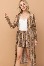 Load image into Gallery viewer, And The Why Snake Print Kimono Open Front Longline Cardigan