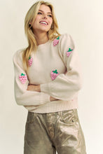 Load image into Gallery viewer, Davi &amp; Dani Crochet Strawberry Round Neck Sweater