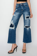 Load image into Gallery viewer, Risen Full Size High Rise Patch Detailed Wide Leg Crop Jeans