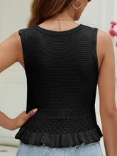 Load image into Gallery viewer, Openwork Round Neck Sweater Vest