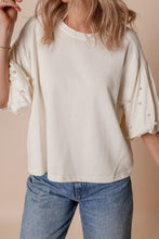 Load image into Gallery viewer, Pearl Detail Round Neck Half Sleeve Blouse