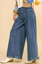 Load image into Gallery viewer, Davi &amp; Dani Drawstring Hem Wide Leg Mid Rise Jeans