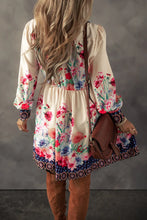 Load image into Gallery viewer, Flower Button Down Lantern Sleeve Dress