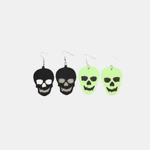 Load image into Gallery viewer, 2 Piece PU Leather Skull Dangle Earrings