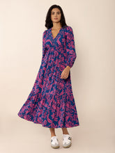 Load image into Gallery viewer, Printed V-Neck Long Sleeve Midi Dress