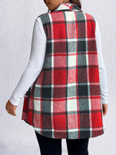 Load image into Gallery viewer, Honey Plus Size Pocketed Plaid Button Up Vest Coat