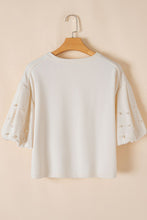 Load image into Gallery viewer, Pearl Detail Round Neck Half Sleeve Blouse