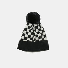 Load image into Gallery viewer, Checkered Knit Hat with Pompom