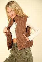 Load image into Gallery viewer, VERY J Zip Up Padded Corduroy Puffer Vest