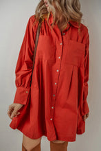 Load image into Gallery viewer, Pocketed Button Down Long Sleeve Shirt Dress