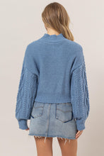 Load image into Gallery viewer, HYFVE Cable-Knit Mock Neck Dropped Shoulder Sweater