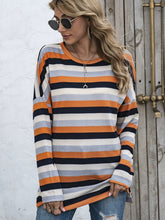 Load image into Gallery viewer, Full Size Striped Round Neck Long Sleeve T-Shirt Plus Size