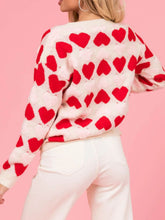 Load image into Gallery viewer, Valentine’s Day Fuzzy Heart Round Neck Long Sleeve Sweater