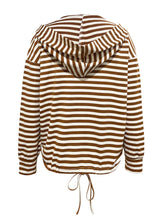 Load image into Gallery viewer, Drawstring Striped Long Sleeve Hoodie