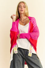 Load image into Gallery viewer, Davi &amp; Dani Openwork Contrast Open Front Cardigan