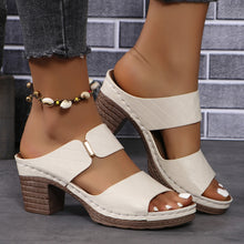 Load image into Gallery viewer, PU Leather Block Heel Sandals