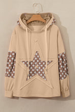 Load image into Gallery viewer, Floral Patchwork Star Pattern Drawstring Hoodie