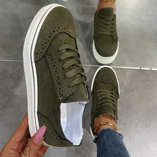 Load image into Gallery viewer, Suede Lace-Up Flat Sneakers