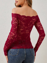 Load image into Gallery viewer, Off-Shoulder Long Sleeve Lace Top