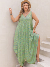 Load image into Gallery viewer, Plus Size Printed V-Neck Wide Leg Jumpsuit