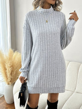 Load image into Gallery viewer, Turtleneck Dropped Shoulder Long Sleeve Mini Dress