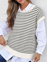 Load image into Gallery viewer, Round Neck Striped Sweater Vest