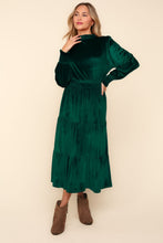 Load image into Gallery viewer, Haptics Mock Neck Smocked Waist Velvet Tiered Dress