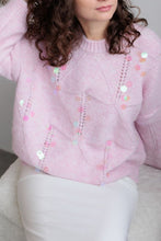 Load image into Gallery viewer, Sequin Round Neck Long Sleeve Sweater