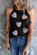 Load image into Gallery viewer, Heart US Flag Round Neck Grecian Neck Tank