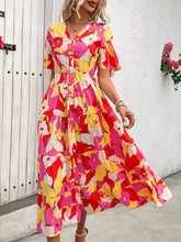 Load image into Gallery viewer, Printed V-Neck Flutter Sleeve Midi Dress