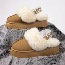 Load image into Gallery viewer, Plush Platform Slippers with Letter Strap