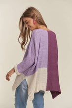 Load image into Gallery viewer, ADORA Side Slit Color Block Long Sleeve Sweater