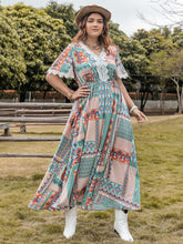 Load image into Gallery viewer, Plus Size Lace Detail Printed Half Sleeve Midi Dress