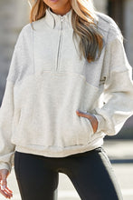 Load image into Gallery viewer, Half Zip Drop Shoulder Long Sleeve Sweatshirt