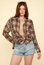 Load image into Gallery viewer, VERY J Contrast Plaid Raw Detail Shirt