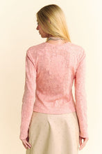 Load image into Gallery viewer, Davi &amp; Dani Lace Mesh Round Neck Long Sleeve Top